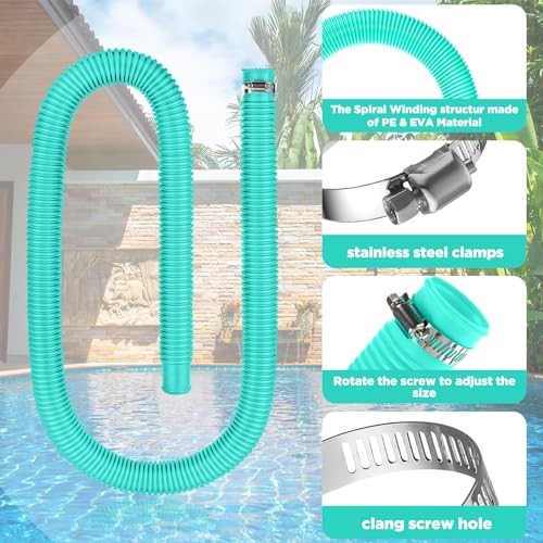 2 Pcs Pool Hose for Above Ground 1.5 Inches Diameter Upgraded Pump Lake Blue