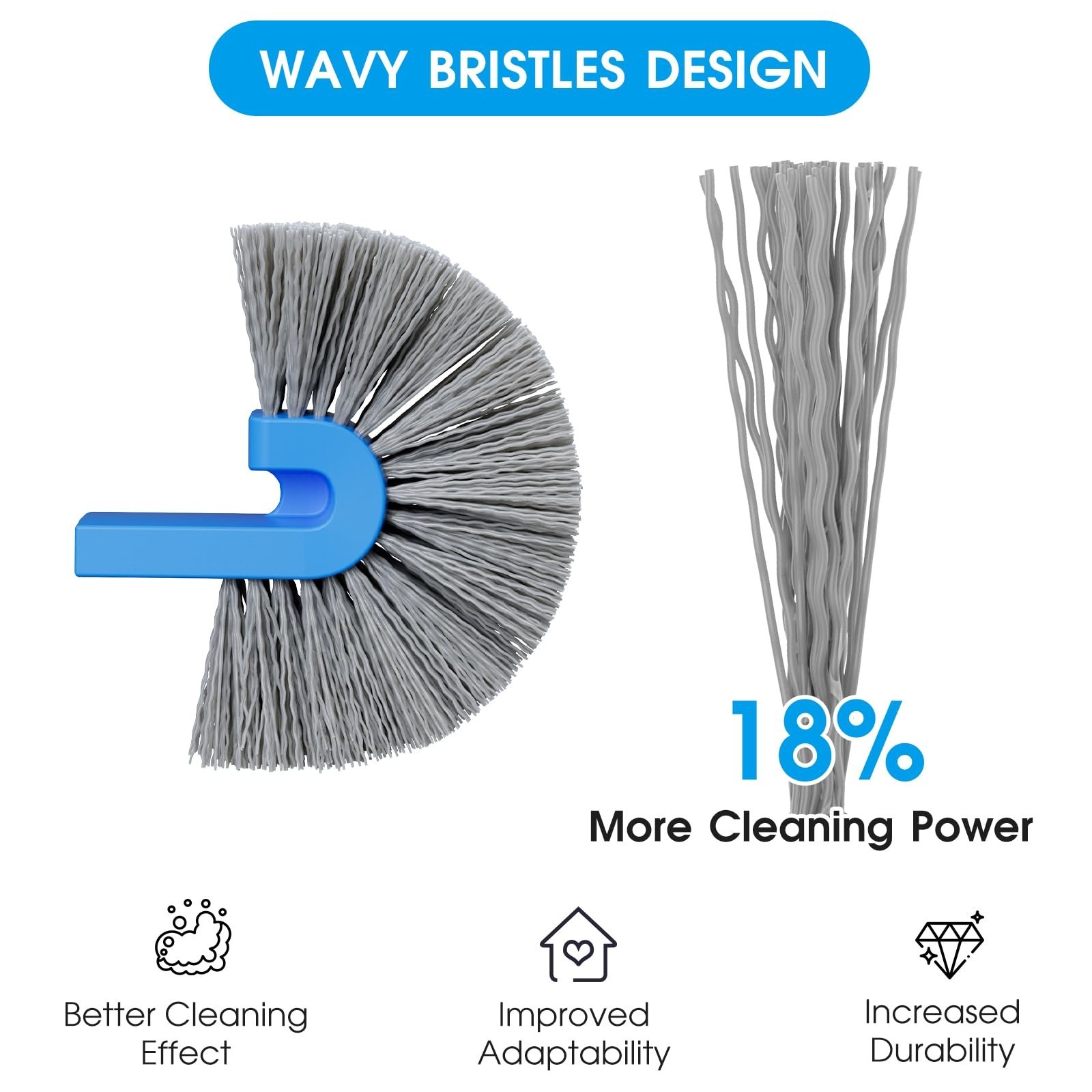 20&Prime; Pool Brush Head for Walls & Corners, Curved Design, Wavy Nylon Bristles, Fit
