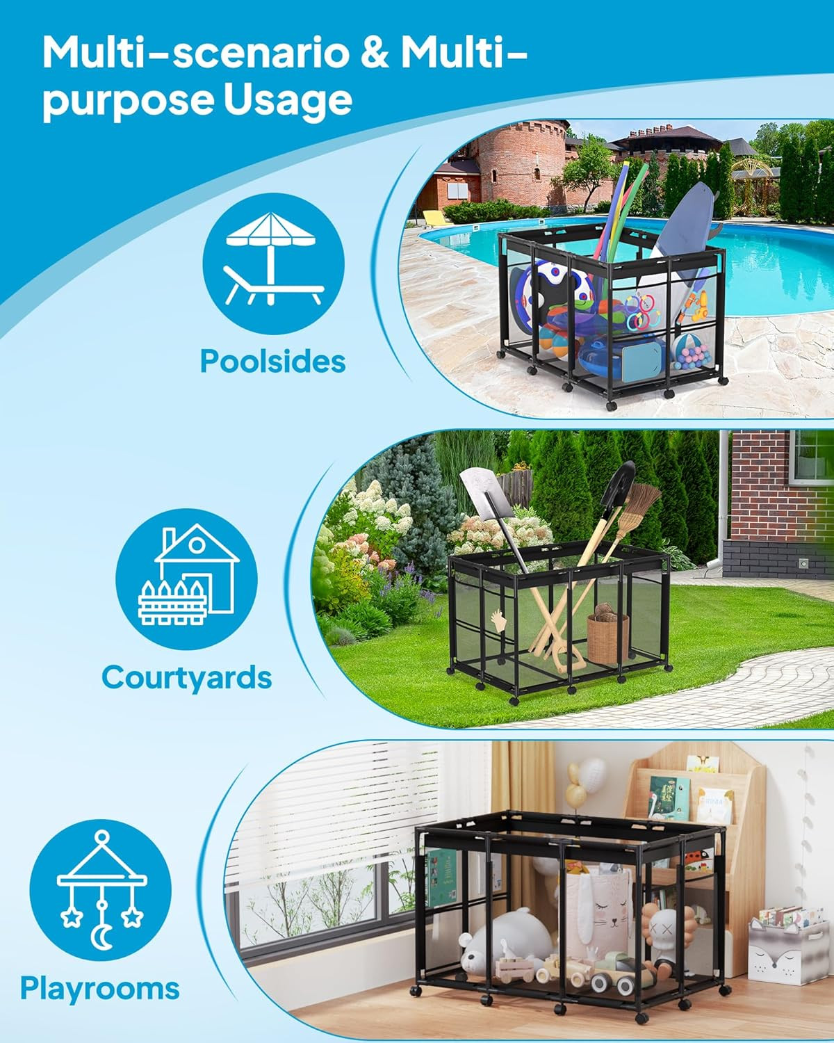 Pool Storage Bin Xx-Large, Nylon Mesh Pool Float Storage Organizer for Noodles,