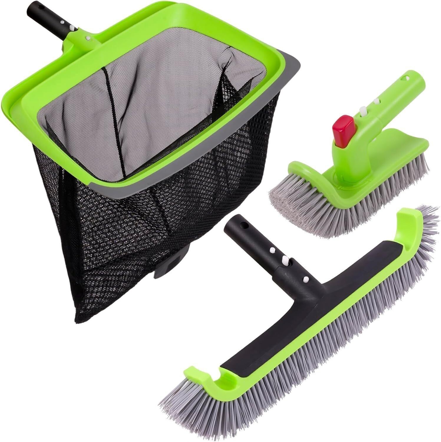 Swimming Pool Cleaning Kit w/Pool Skimmer Net &Pool Brush Head &Hand Scrub Brush