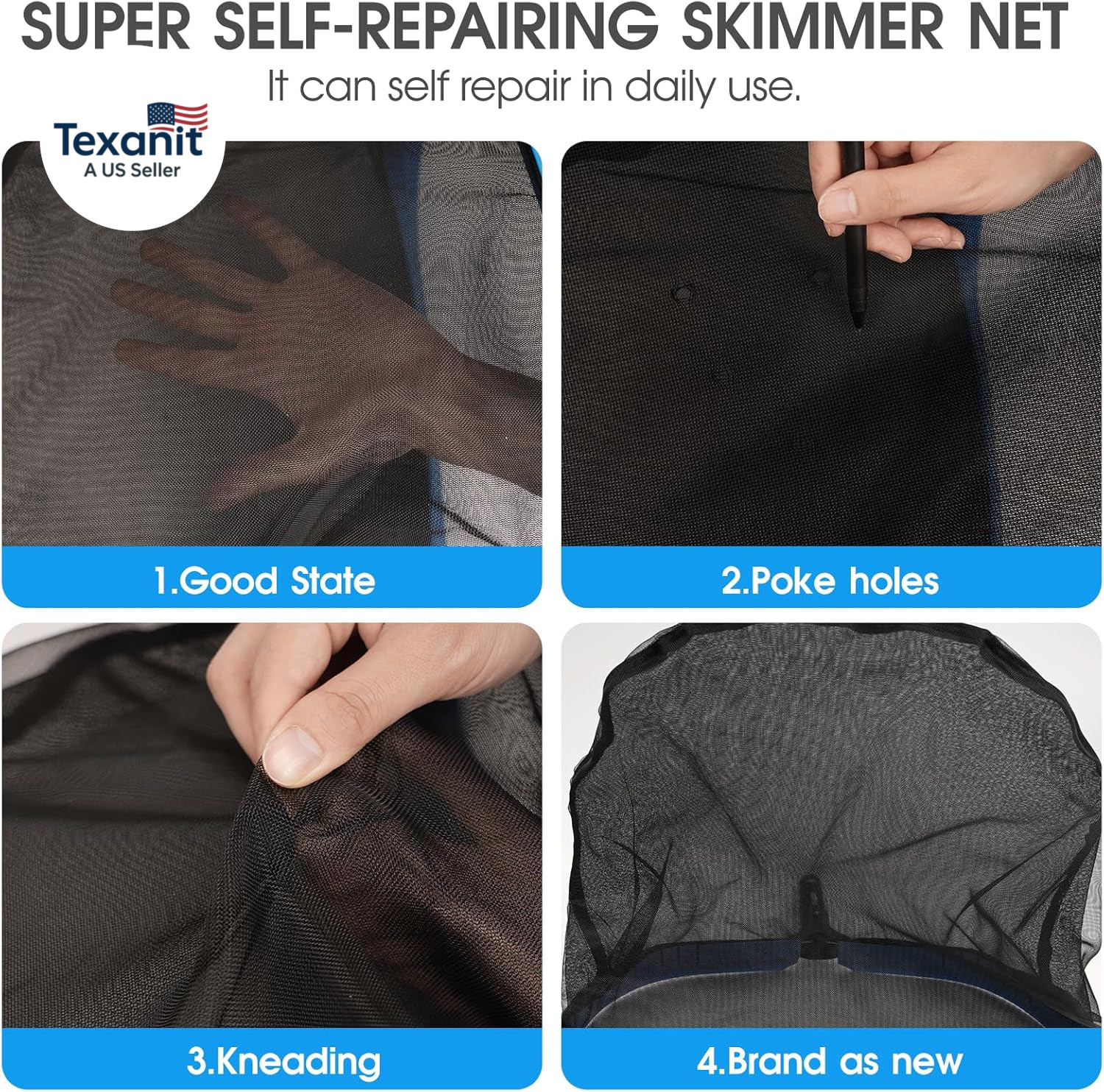 Upgraded Full Double Layer Pool Net Rake,17.5 » – Outer Heavy Duty Self-Repair N