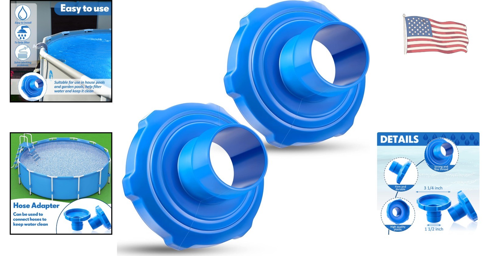 Easy-to-Install Pool Vacuum Adapter Set for Above Ground Systems – 2 Pcs
