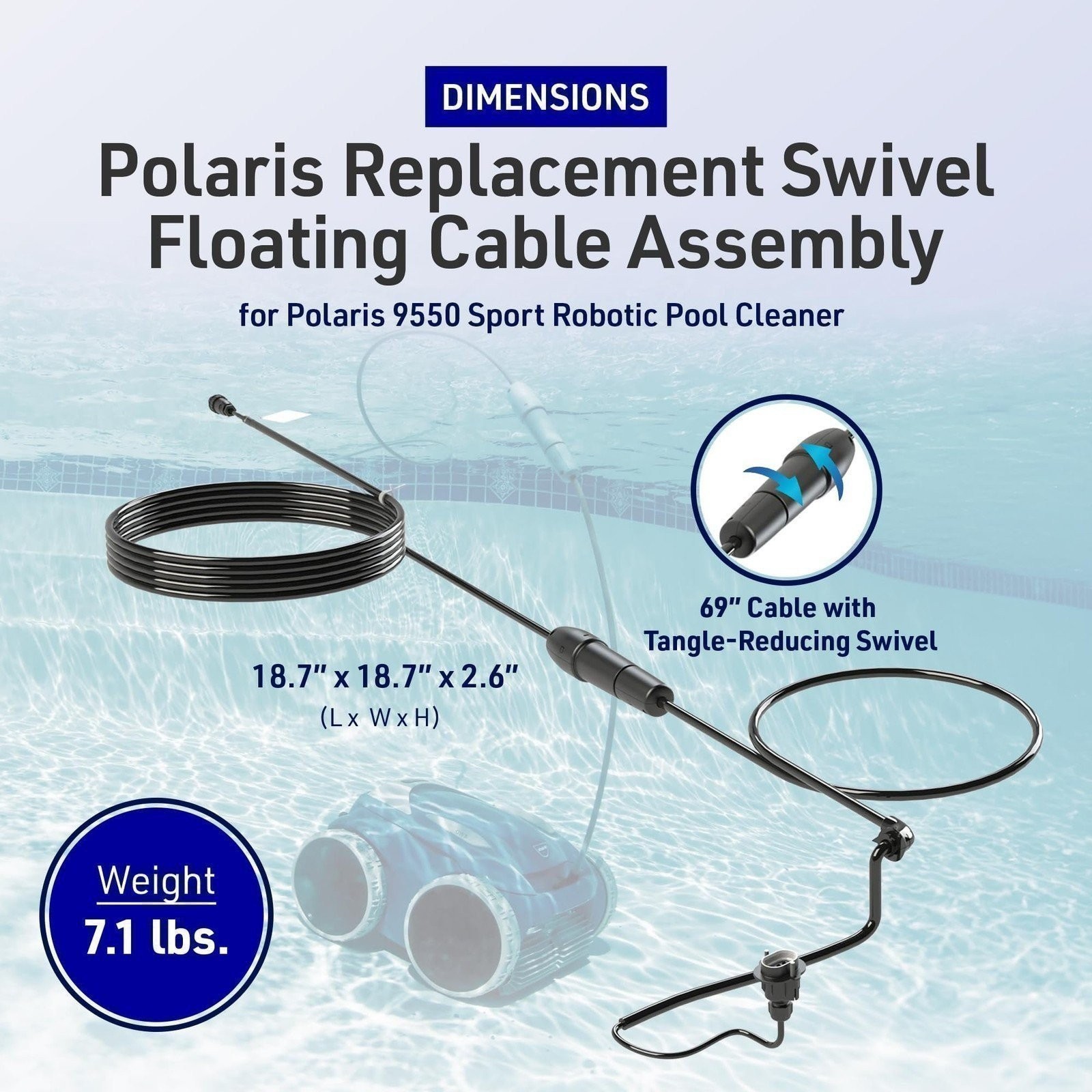Polaris Replacement Swivel Floating Cable Assembly with 69 Inch Cord…