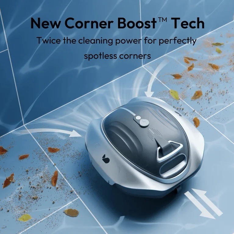 Bubot 300P Cordless Pool Robot Vacuum w/DirtLock, LED, 850 Sq.ft – Fast Charge