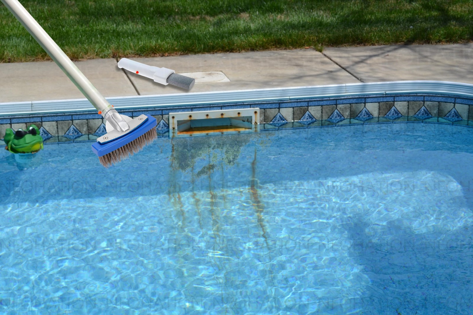 Pool Pumice Stone and 5 inch Stainless Steel Brush Set with 1 Pack