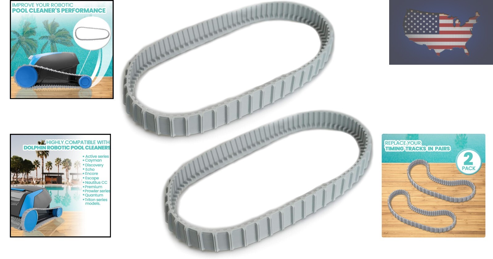 2-Pack Replacement Gray Tracks for Maytronics Dolphin Cleaners – Part 9983152-R2