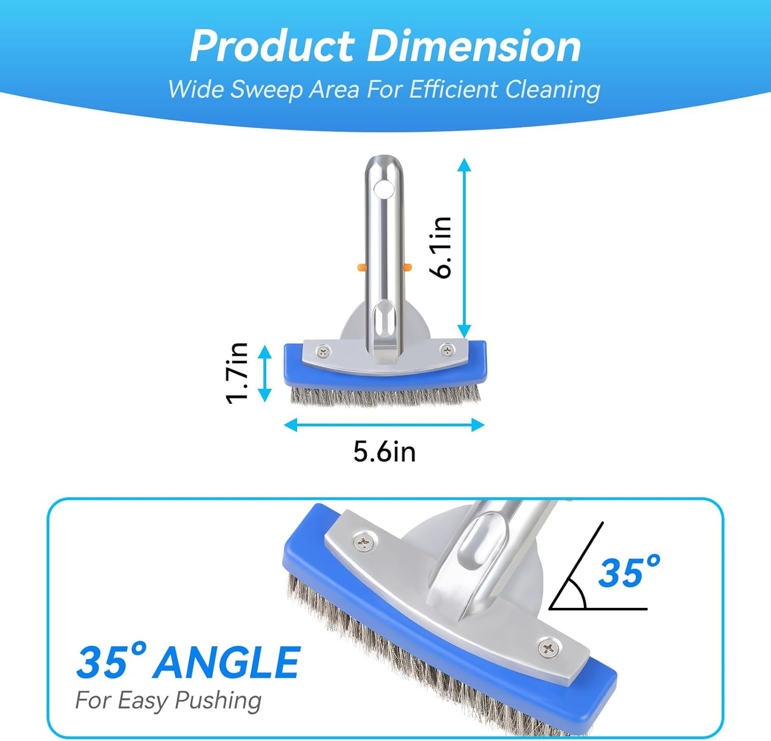 5 » Stainless Steel Pool Brush Heavy Duty Wire Bristle Cleaner Concrete Gunite