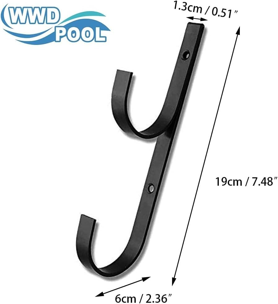 Swimming Pool Aluminum Pole Hanger Set, Black, 2-Pack 4 Hooks, for Telescopin…
