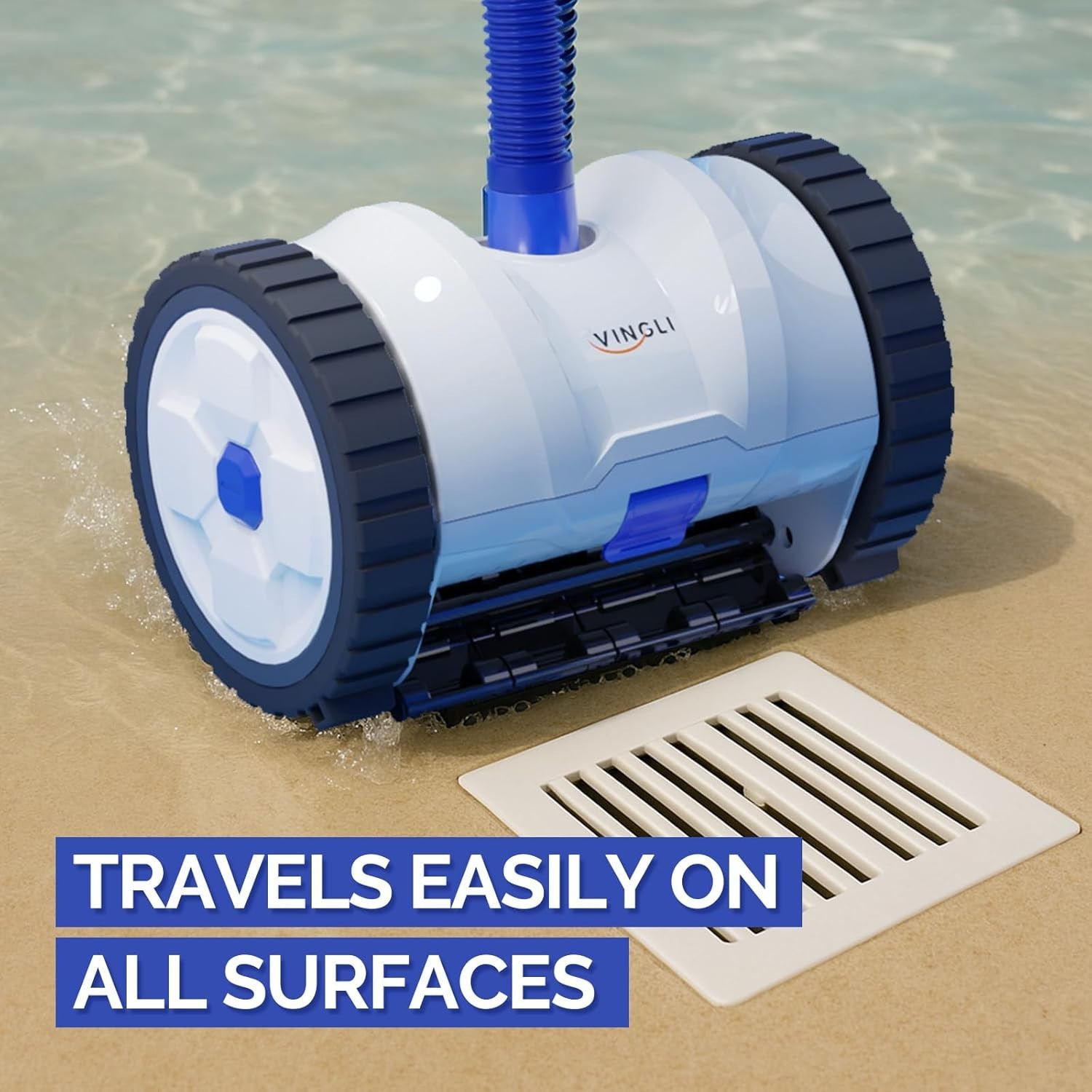 Automatic Pool Vacuum Cleaner Wall-Climbing Suction Pool Sweeper 40FT Hose