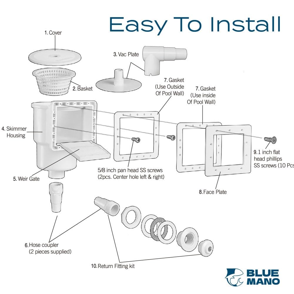 Standard Above Ground Pool Skimmer Complete Kit, for SP1091LX, 45-400, 32190,