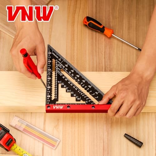 VNW 7inch Rafter Square with Carpenter Pencil, 1/8&Prime; Precision 7-inch Black