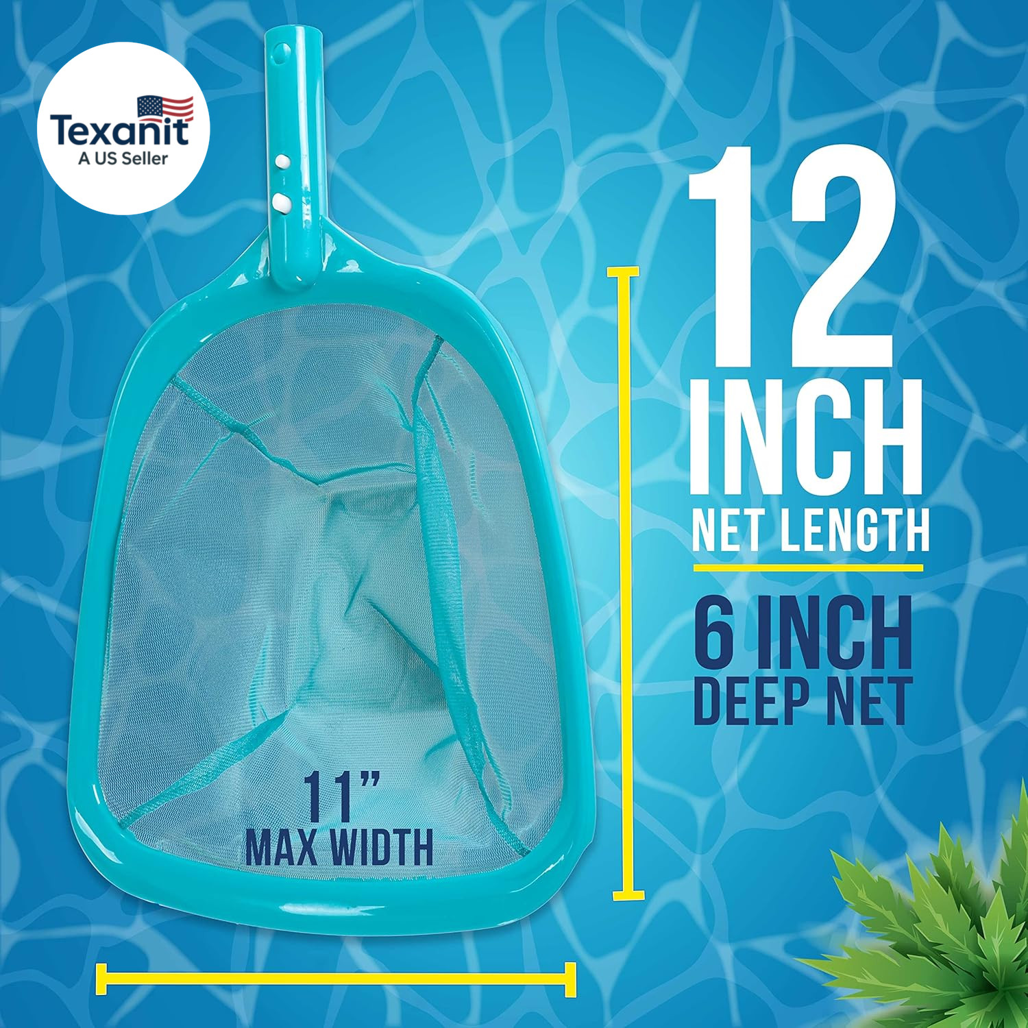 11.5 Foot Swimming Pool Leaf Skimmer Net with Telescopic Aluminum Pole, 8 Sectio