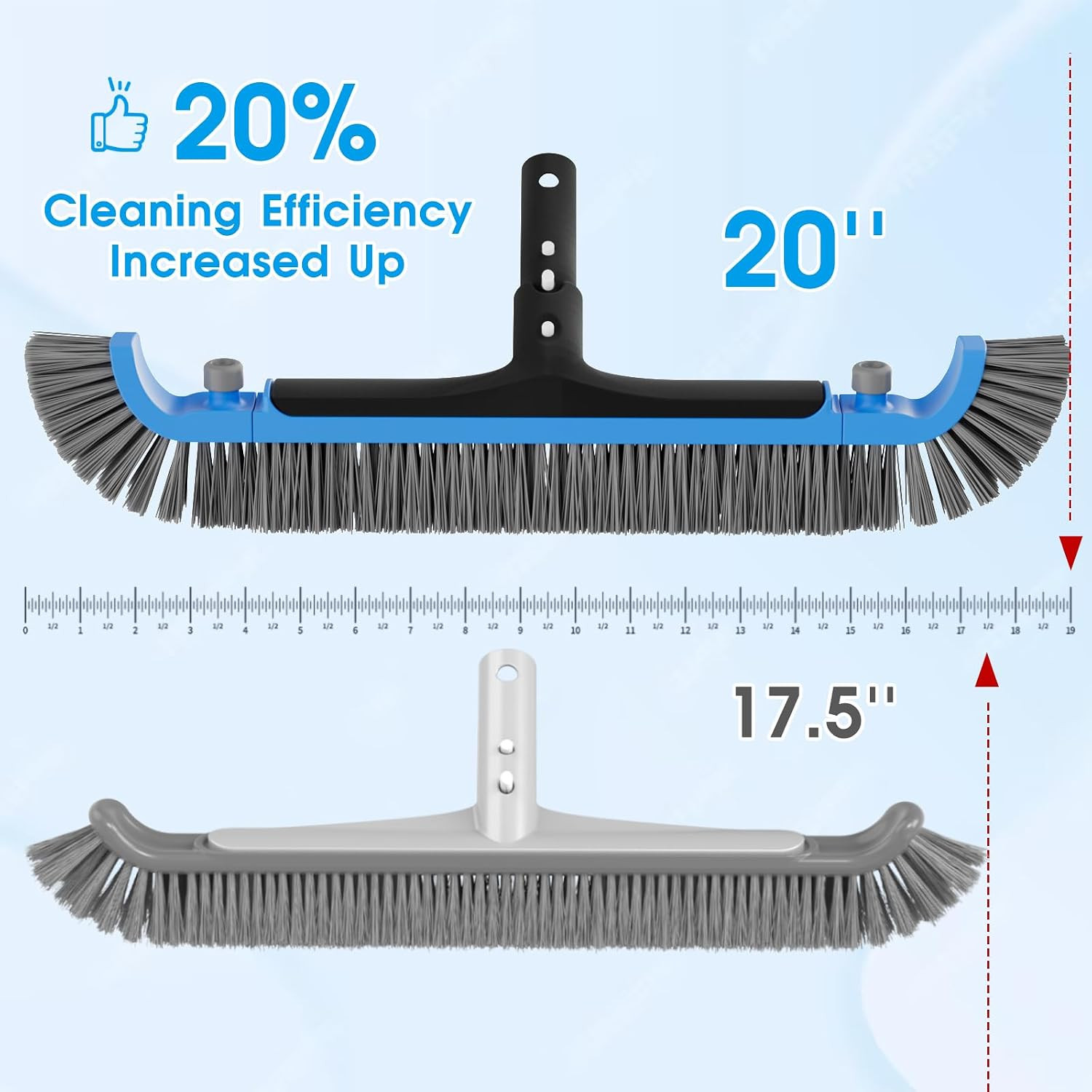 2 in 1 Pool Brush with Poles 10Ft – 20 » Heavy Duty Swimming Pool Brush & Multif