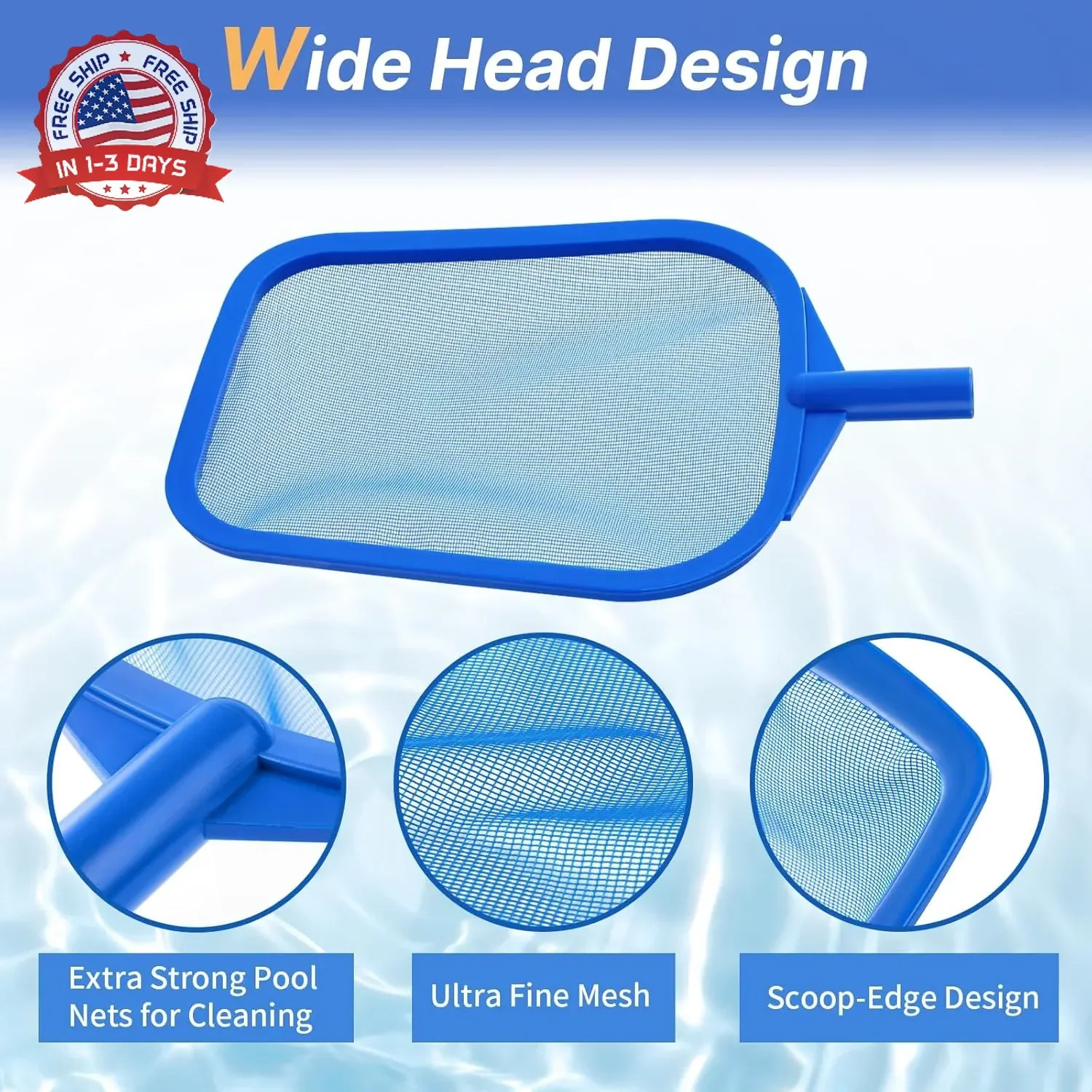 Tavaleu Pool Skimmer, Hot Tub Skimmer Spa Net with Pole, 26 », Ultra Fine Mesh S