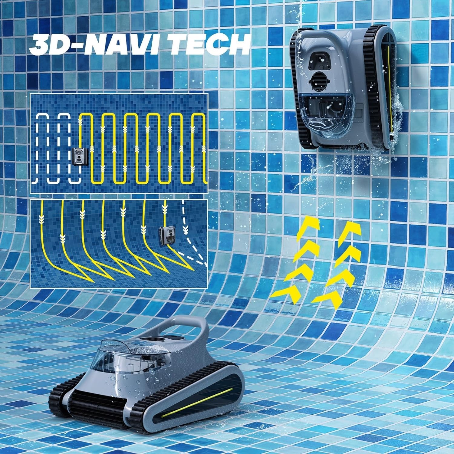 Seauto Crab Cordless Robotic Pool Vacuum, Wall-Climbing, Automatic Pool Cleaner
