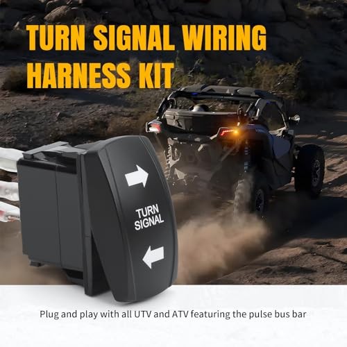 UTV Turn Signal Wiring Harness Kit with Rocker Switch & Flasher Relay, 12V/24V