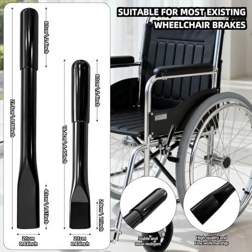 2 Pair Wheelchair Brake Extenders 6.5 Inches and 8.3 Inches Handle Extenders