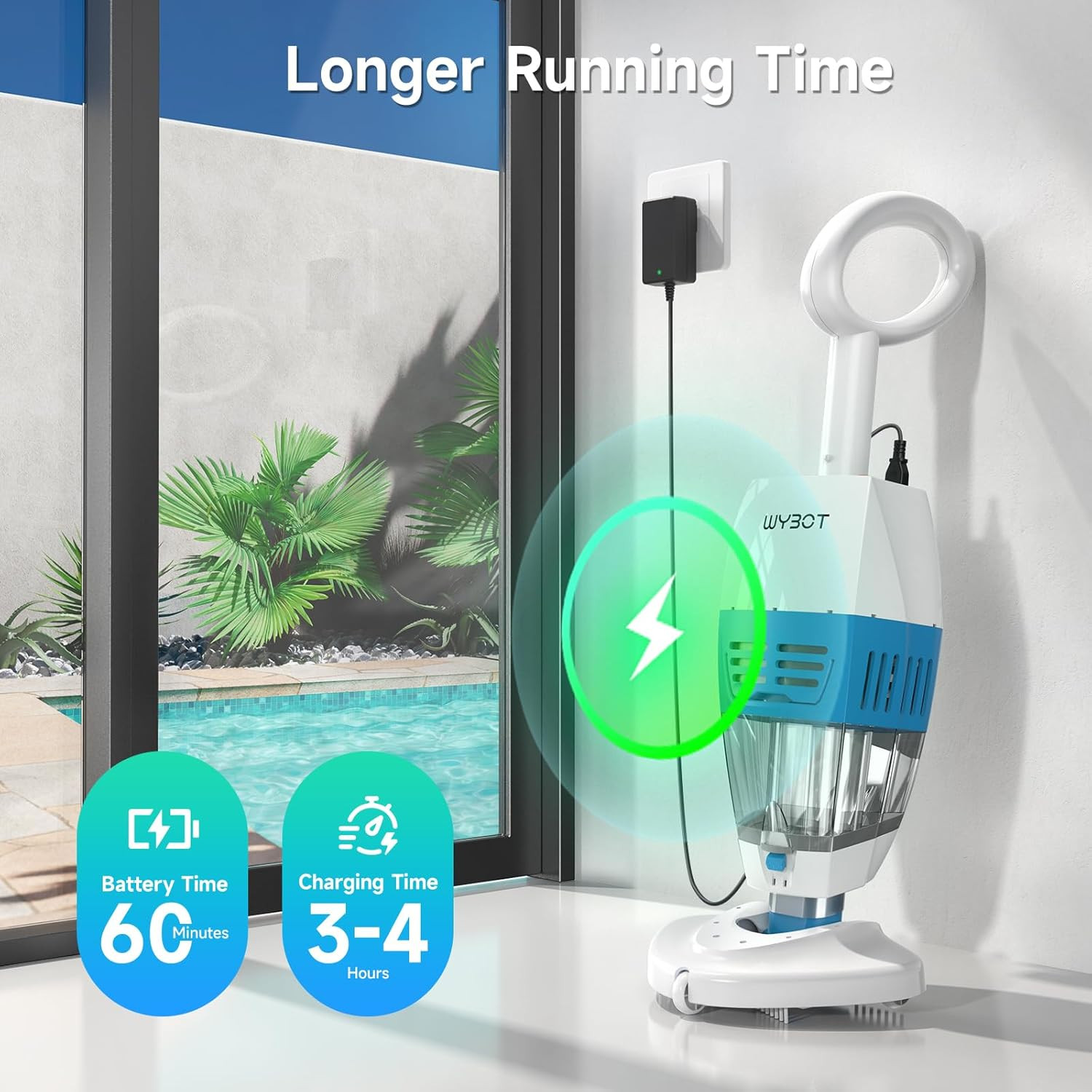 Hyson 100P Rechargeable Handheld Pool Vacuum with Telescopic Pole