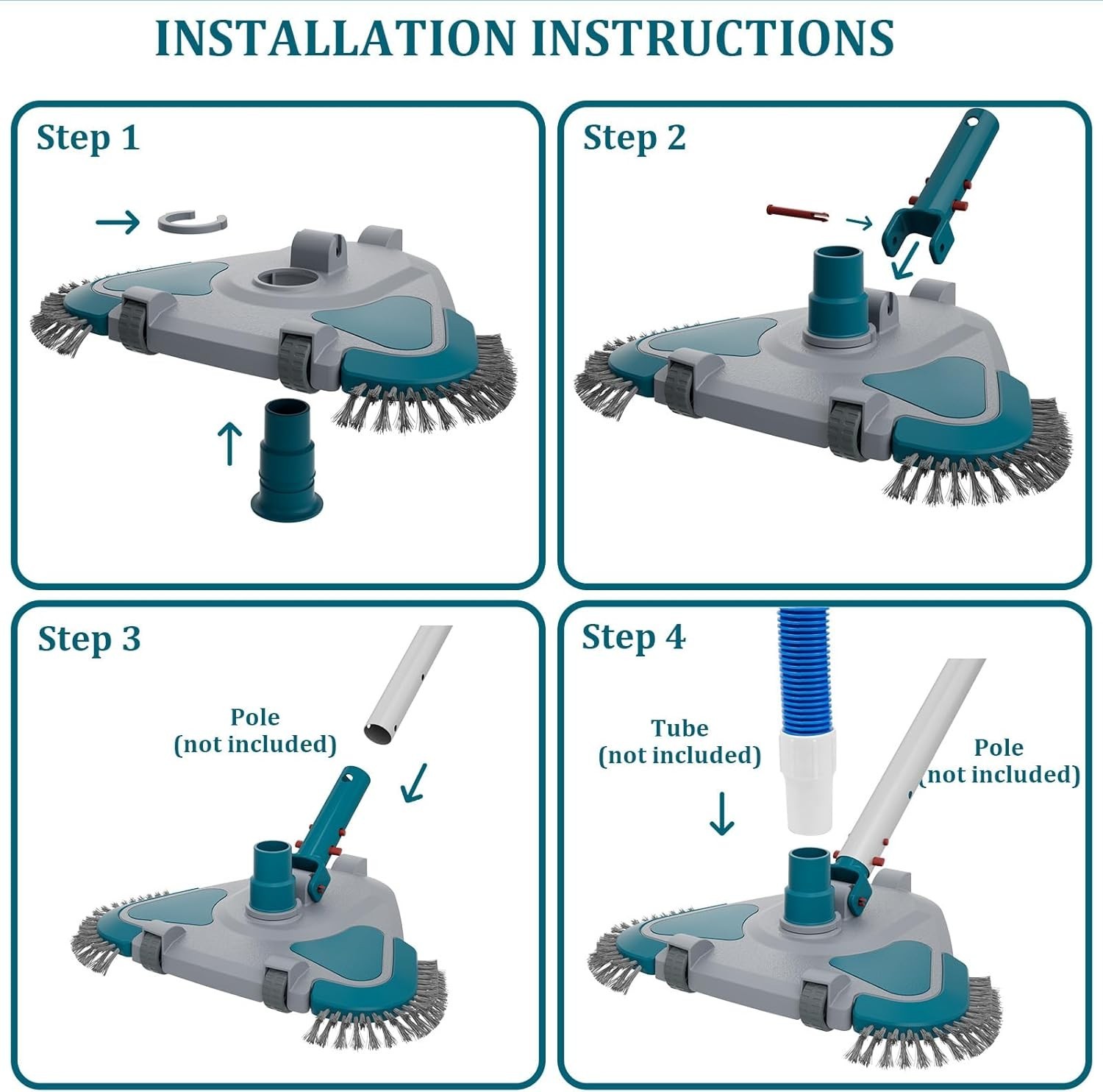 Universal Fit Pool Vacuum Head: Lightweight & Robust for Quick Surface Cleaning