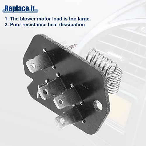 HVAC Blower Motor Resistor Heater Replacement – Pack of 1 Black Silver Tone