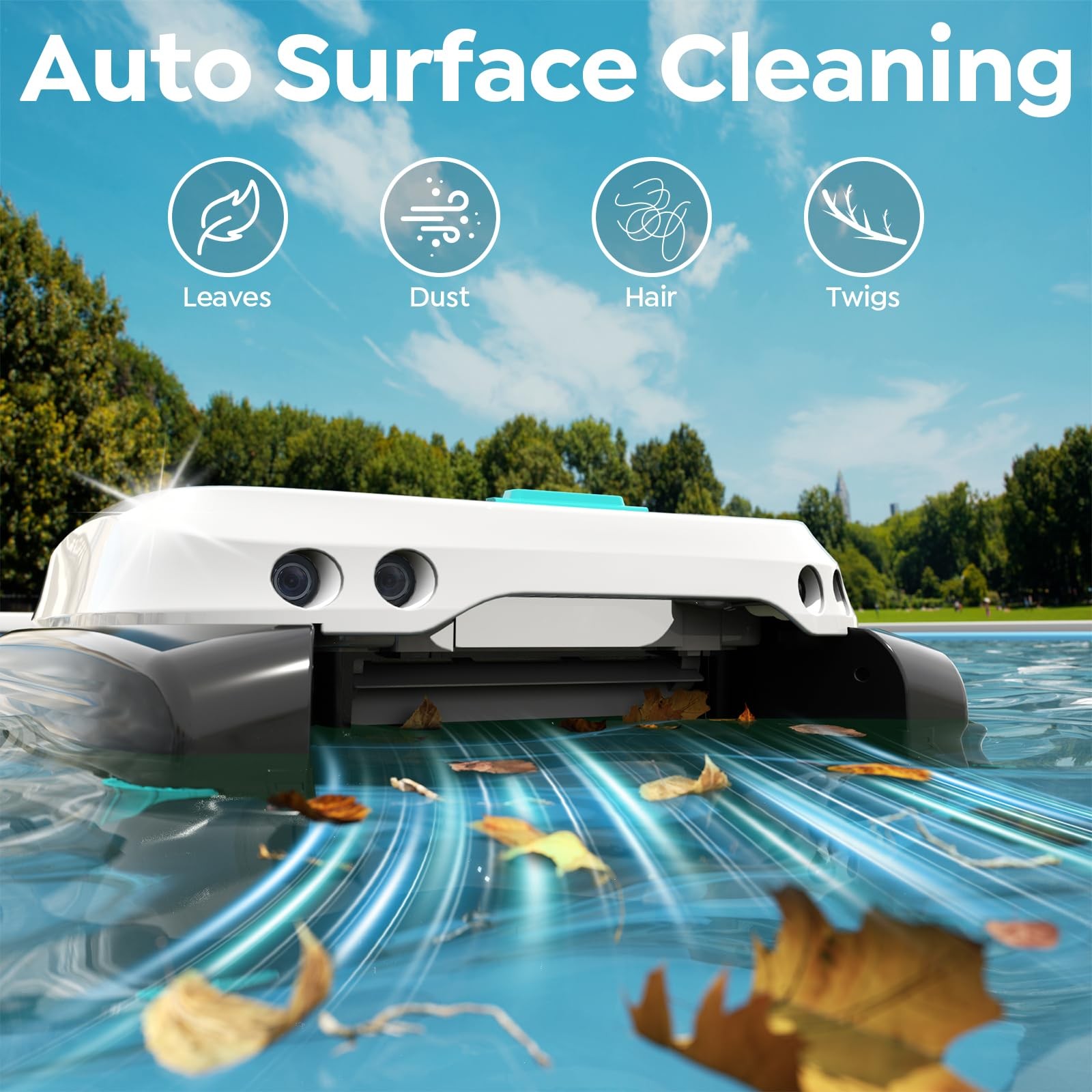 Pleco SK01 Solar Powered Pool Skimmer Robot with APP, Auto Surface Cleaning, …