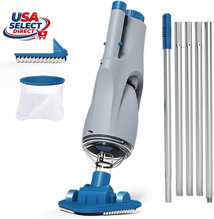 Cordless Handheld Pool Vacuum with 6Ft Pole & 2 Brush Heads
