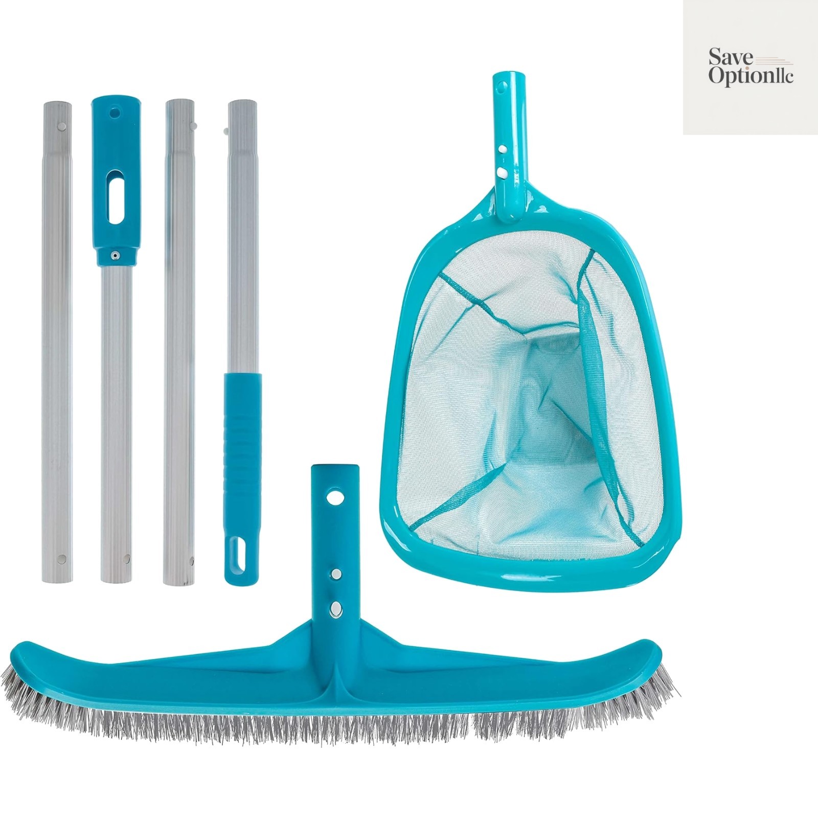 Pool Maintenance Kit with Leaf Skimmer Net, Brush, and Adjustable Telescopic …