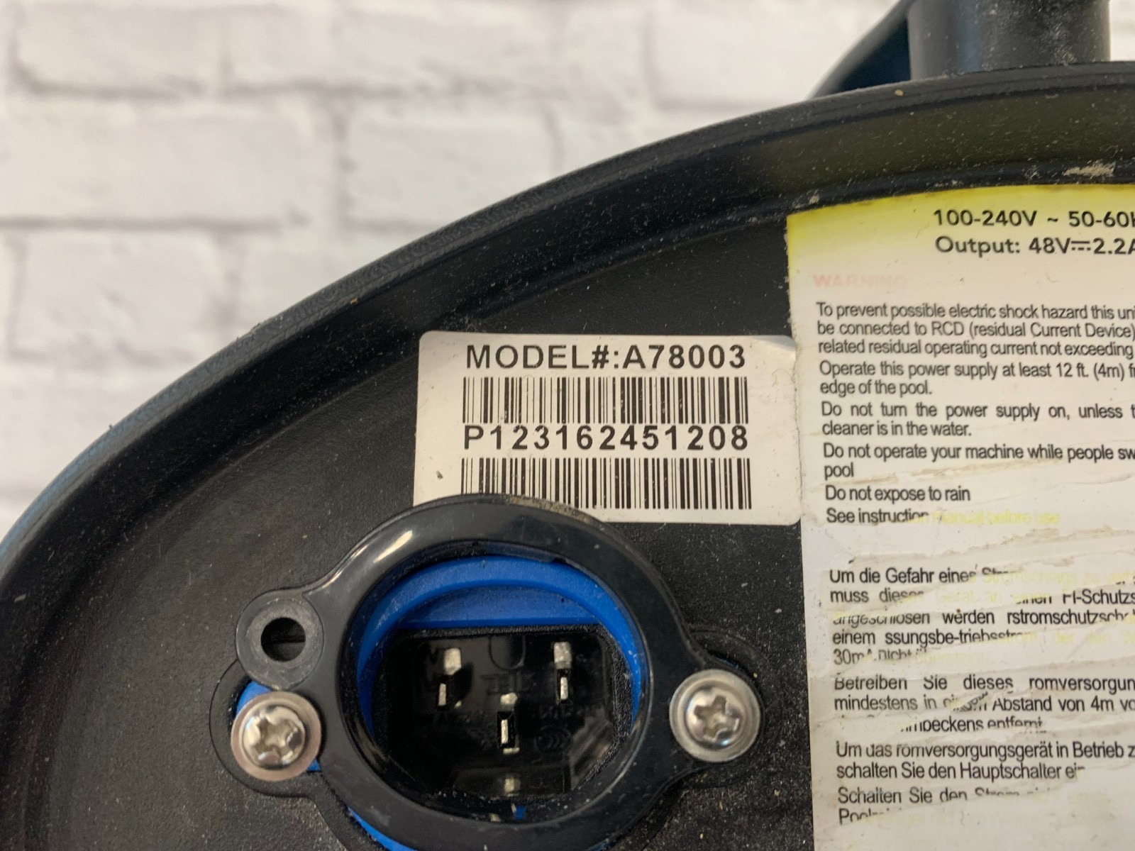 Aqua Products robotic pool cleaner power unit, model A78003.