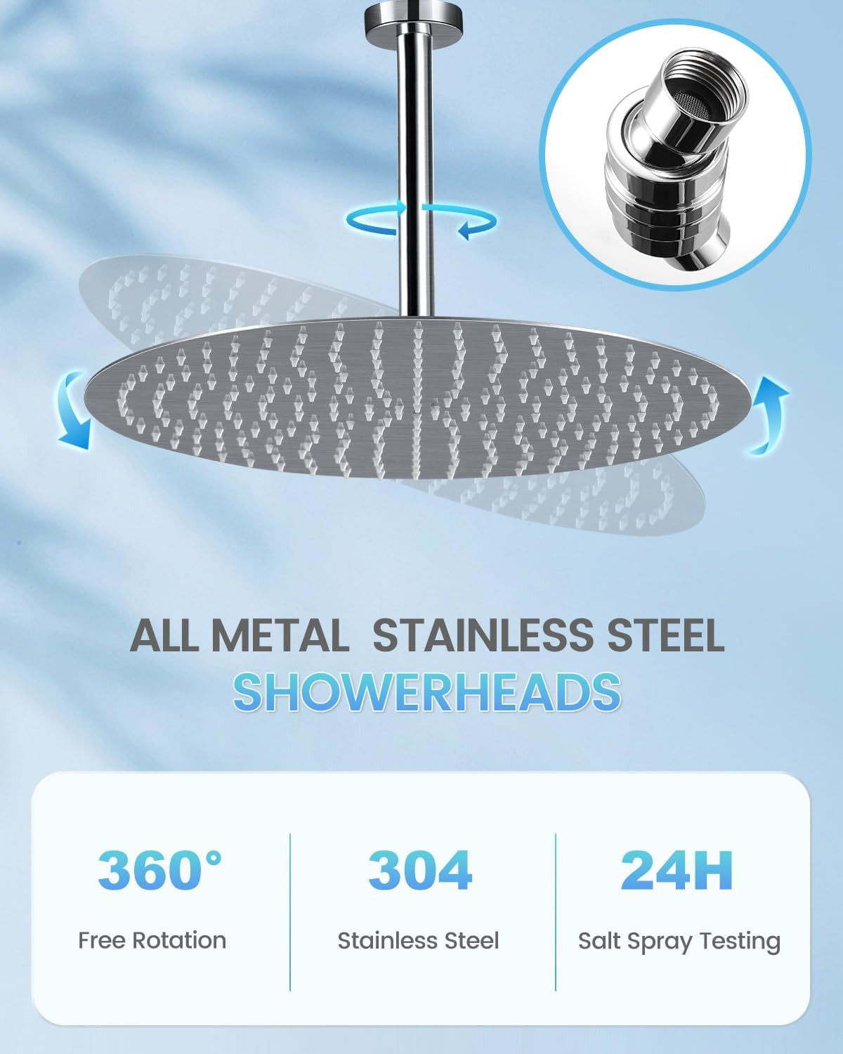 16&Prime; Brushed Nickel Rainfall Shower Head – All Metal with 230 Nozzles