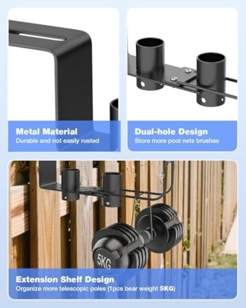Pool Fence Hooks Adjustable, Heavy Duty Metal Hanger for Pool Equipment,