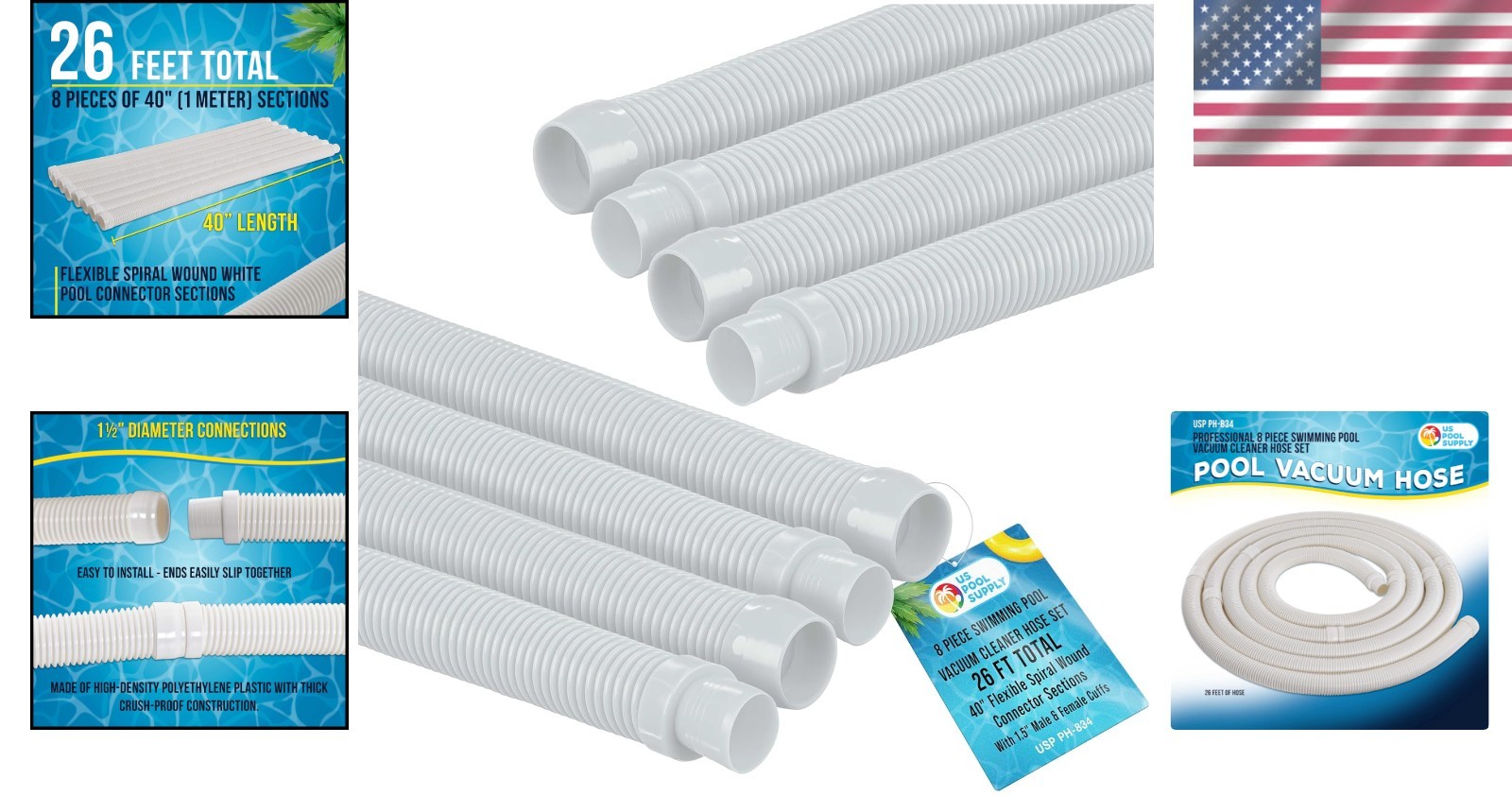 8-Piece Flexible Pool Vacuum Hose Set – 40