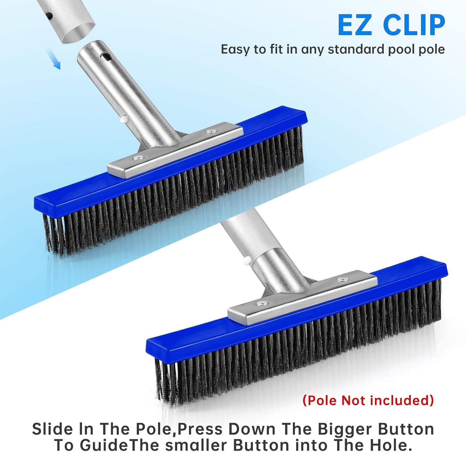 Heavy Duty Pool Brush Head，10-Inch Metal Pool Brushes Head with Stainless Steel