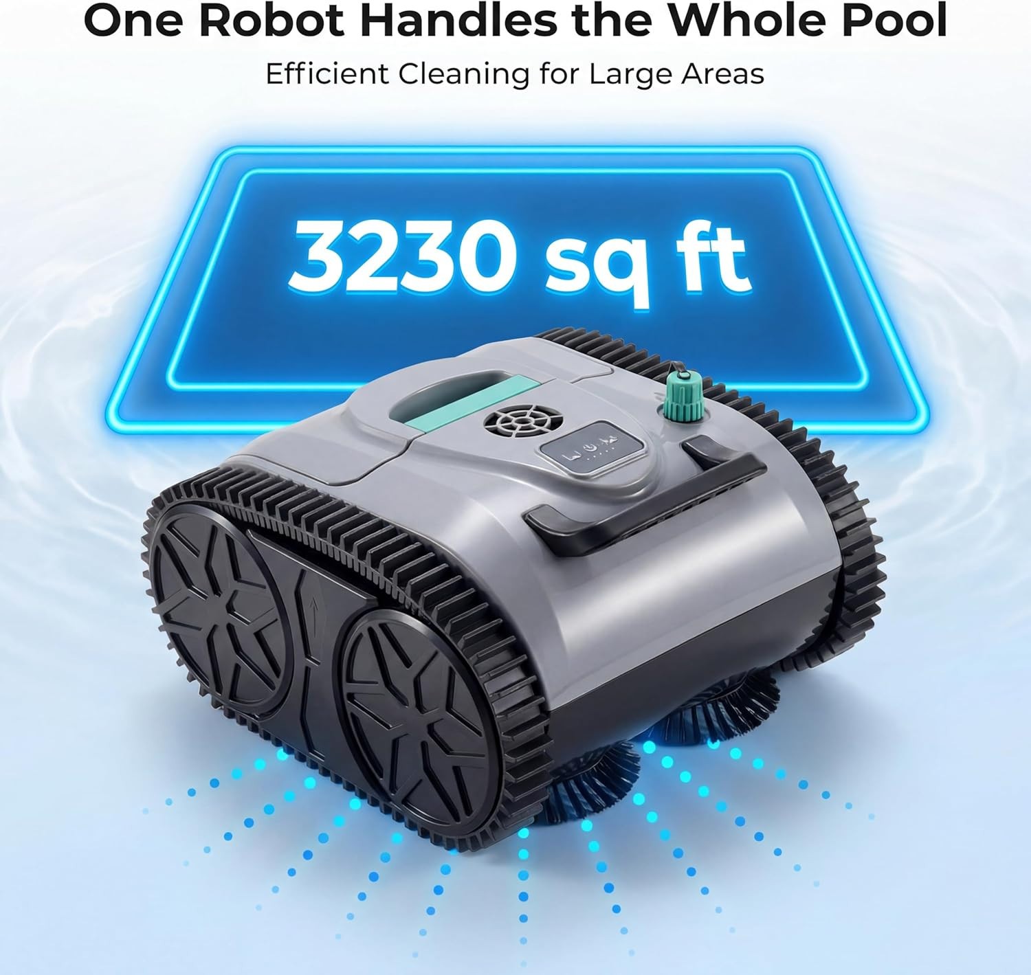 Hinice Cordless Pool Cleaner Robot for Wall & Waterline – PC03 3200sqft 120 mins