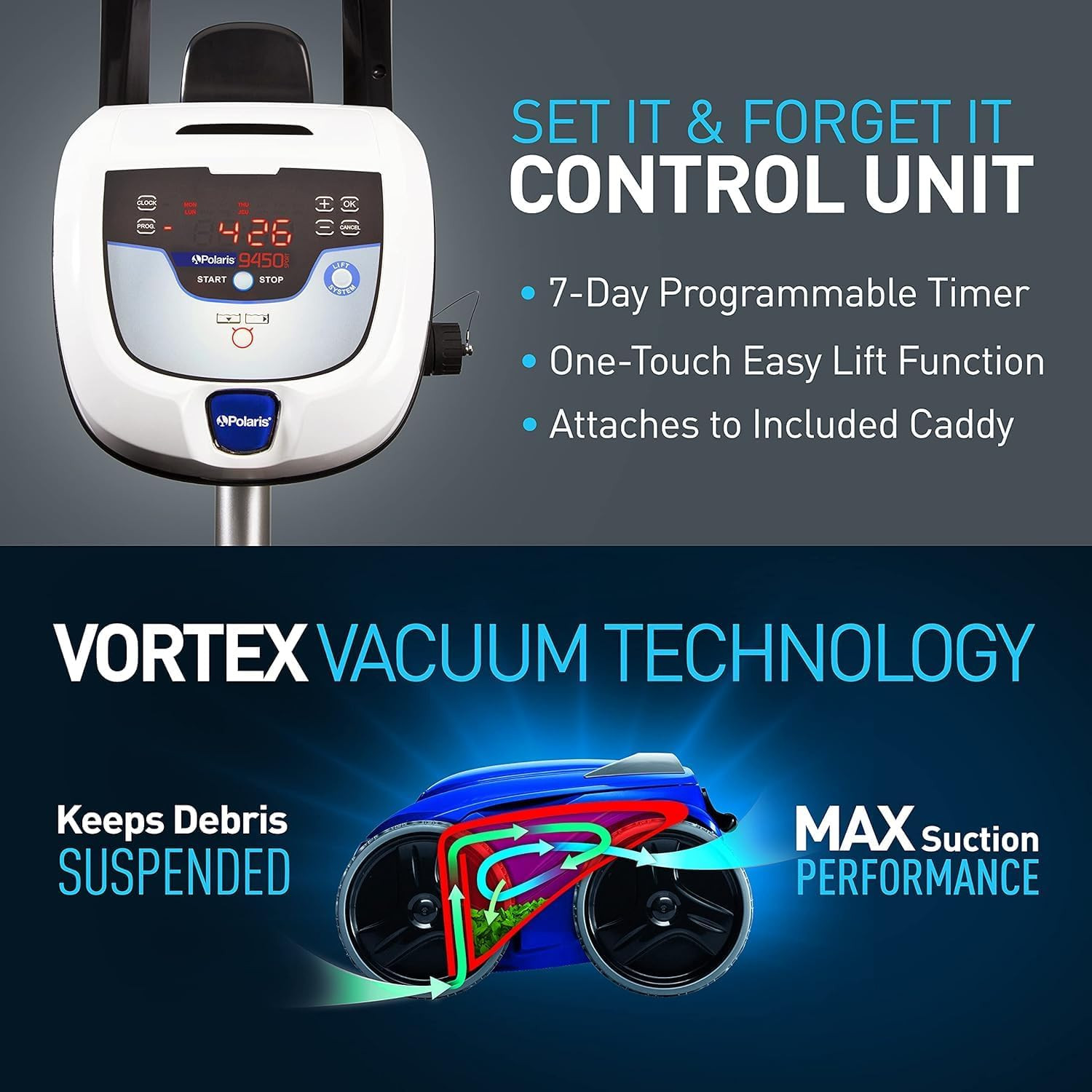Polaris 9450 Sport Robotic Pool Cleaner, Automatic Vacuum for Inground Pools up