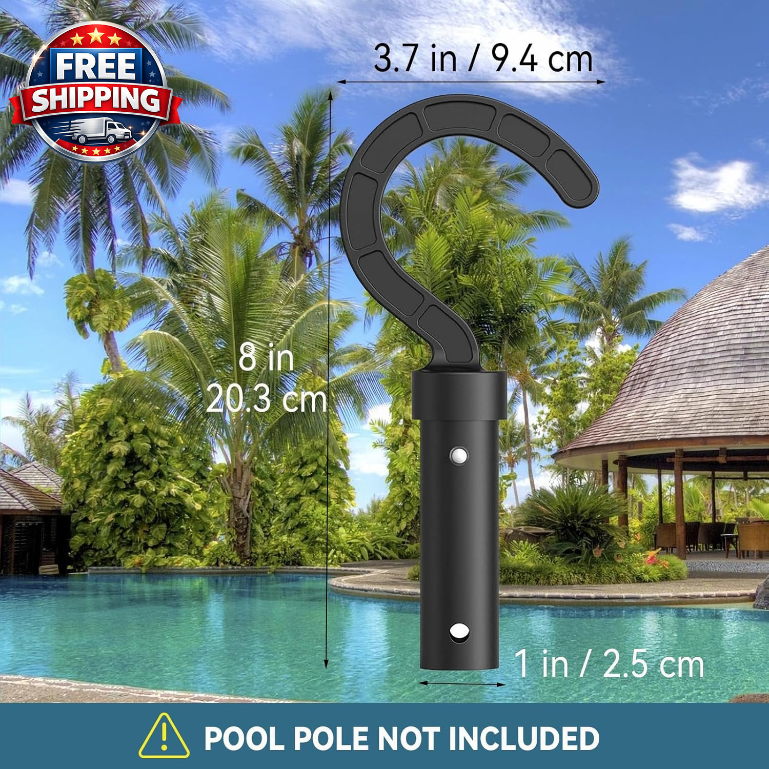 Hook for Robotic Pool Cleaner, Attaches to Telescopic Poles for above Ground and