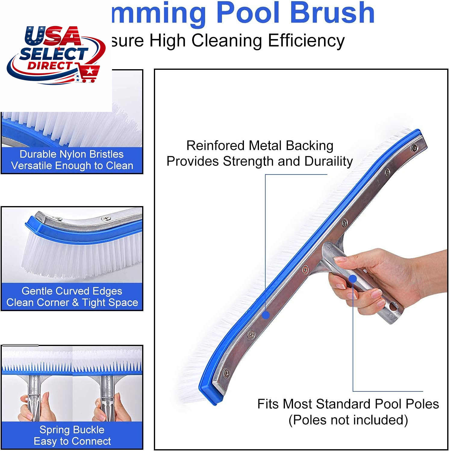 17.5&Prime; Pool Cleaning Brush & Skimmer Net Kit – Heavy Duty Supplies