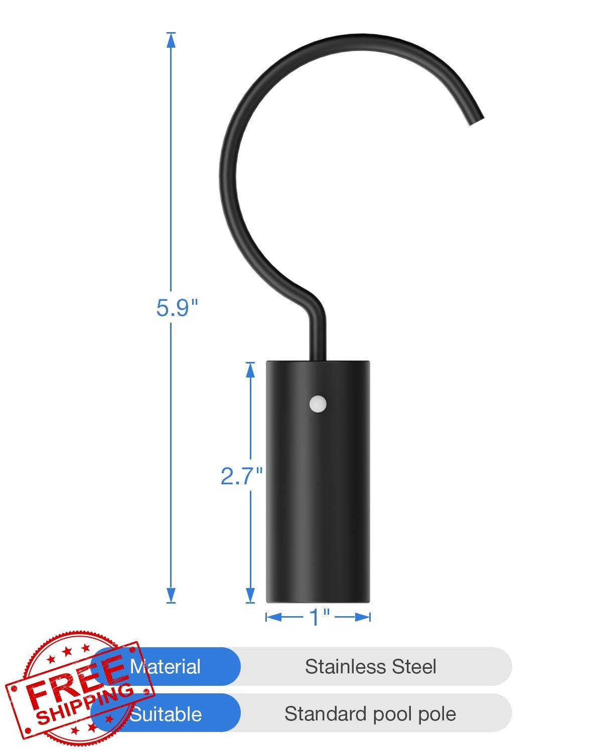 Robotic Pool Cleaner Hook for Telescopic Poles Retrieval