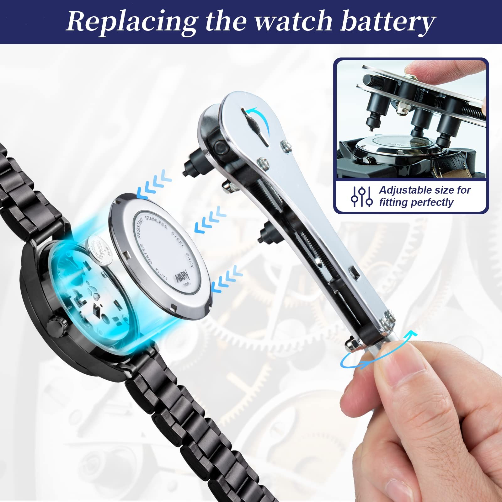 Kit De Reparacion De Reloj, Herramienta Profesional De Reemplazo De Bateria D…