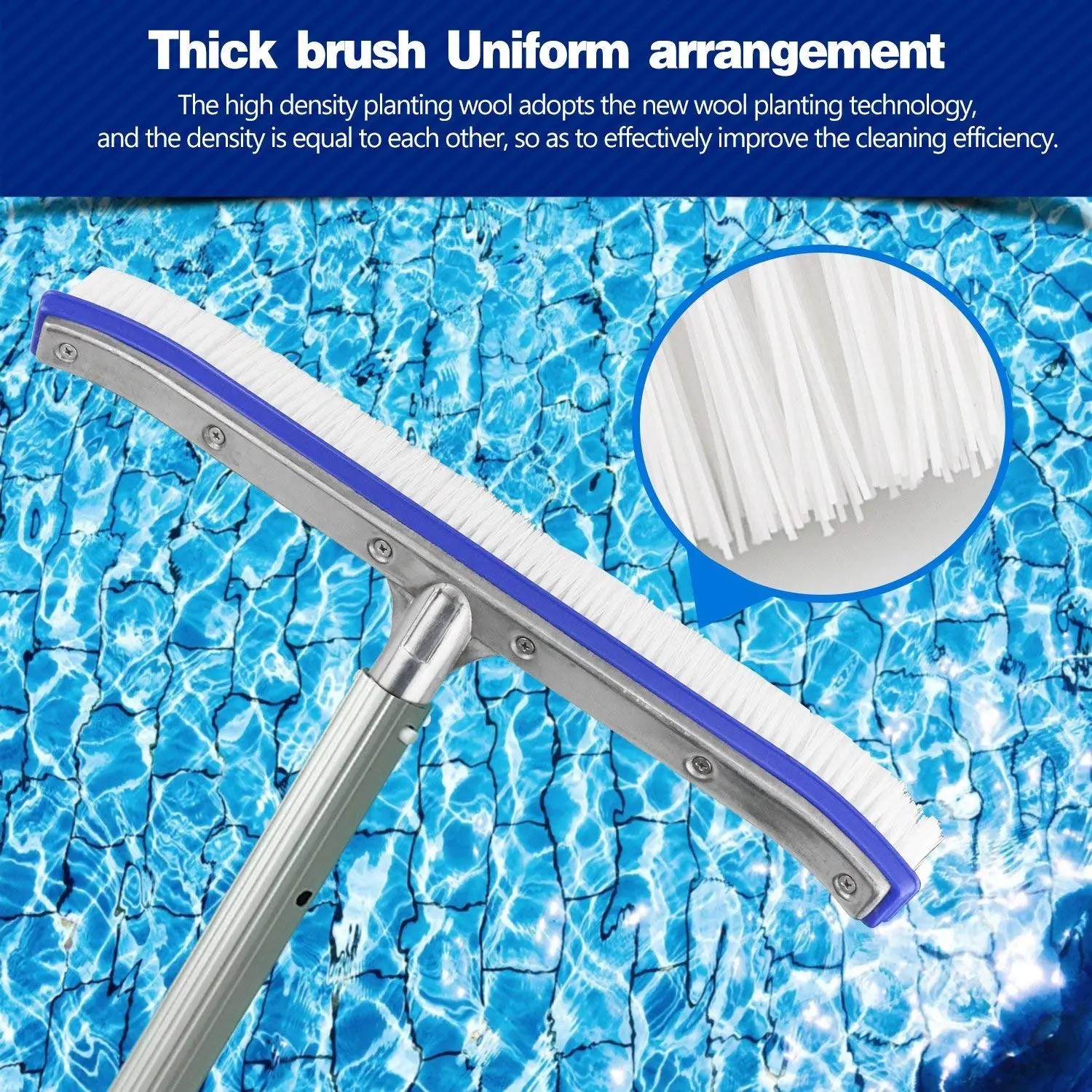 Professional Heavy Duty 18&Prime; Swimming Pool Floor Wall Cleaning Brush Head Tool
