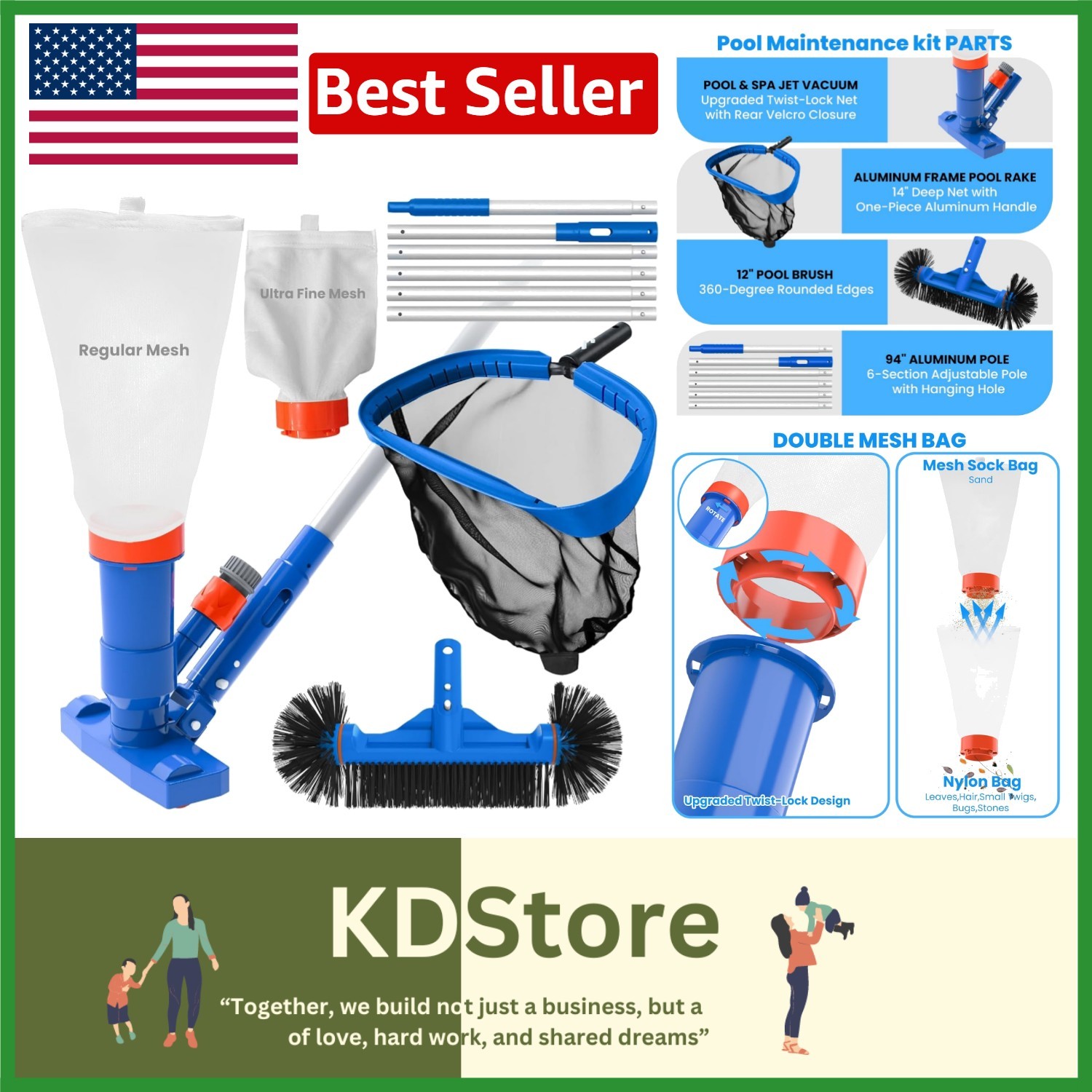 Ultimate Pool Cleaning Solution: Jet Vacuum & Heavy-Duty Brush for All Pools