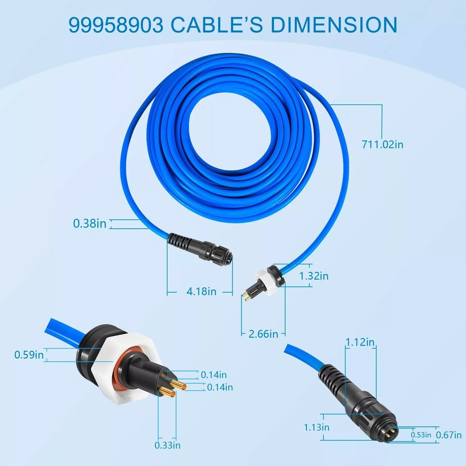99958903-DIY Cable Cord 2 Wire for Dolphin Maytronics Pool Cleaner S20018M 60ft