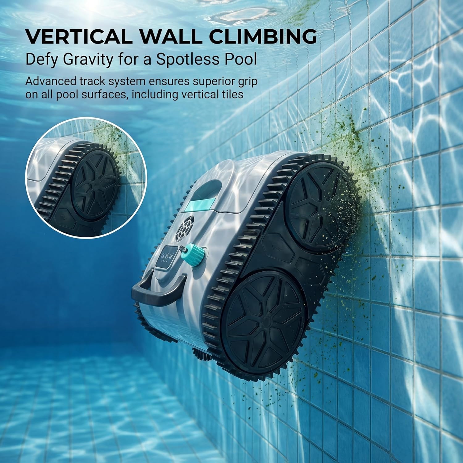 Hinice Cordless Pool Cleaner Robot for Wall & Waterline – PC03 3200sqft 120 mins