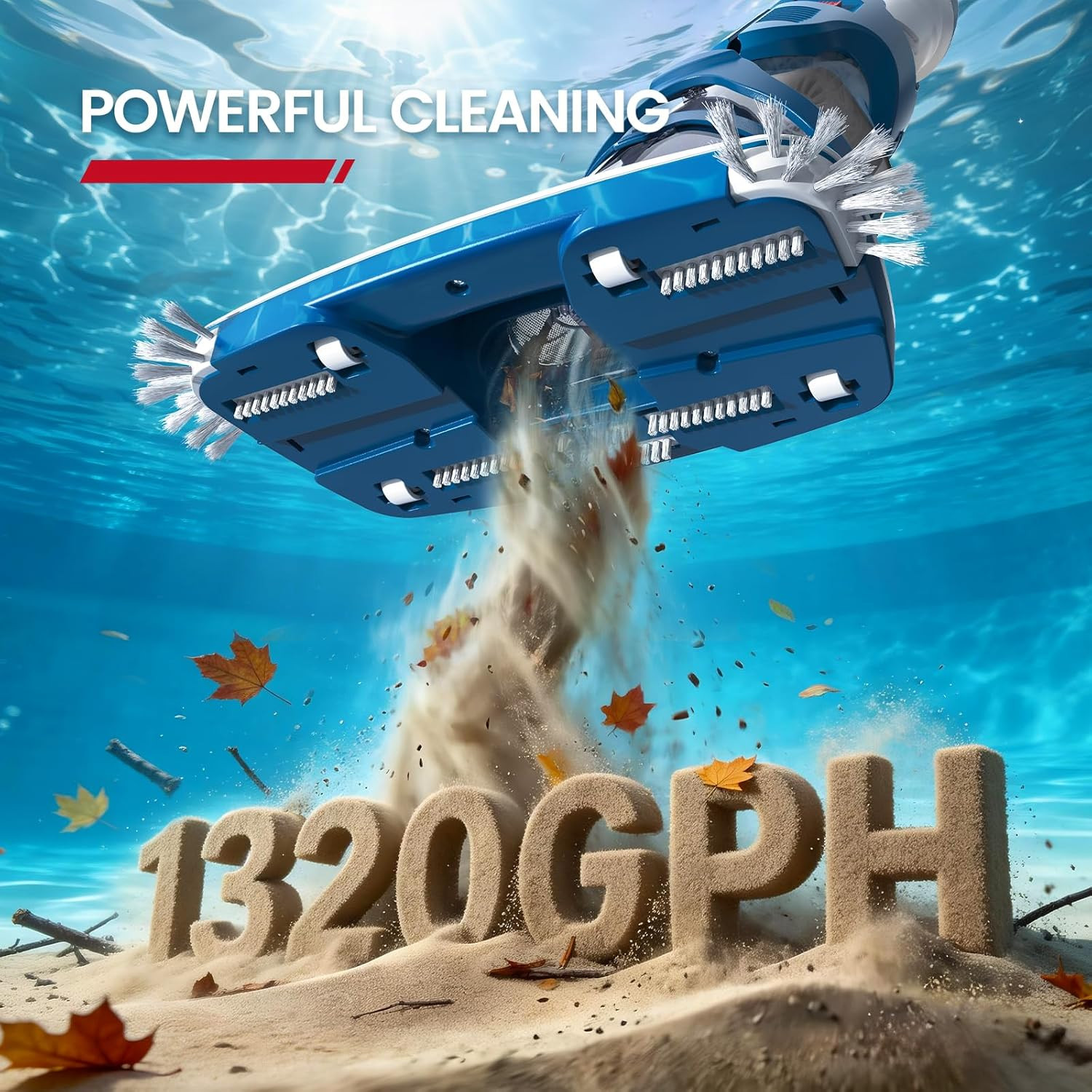 Cordless Pool Vacuum, Upgraded Dual Mode, 22 GPM Powerful Suction, 13.4&Prime; Wide He