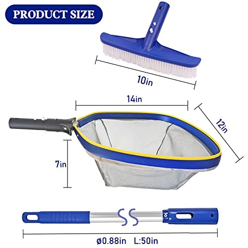 Swimming Pool Cleaning Kit, 14 » Brush Head & 50 » Telescopic Aluminum Pole