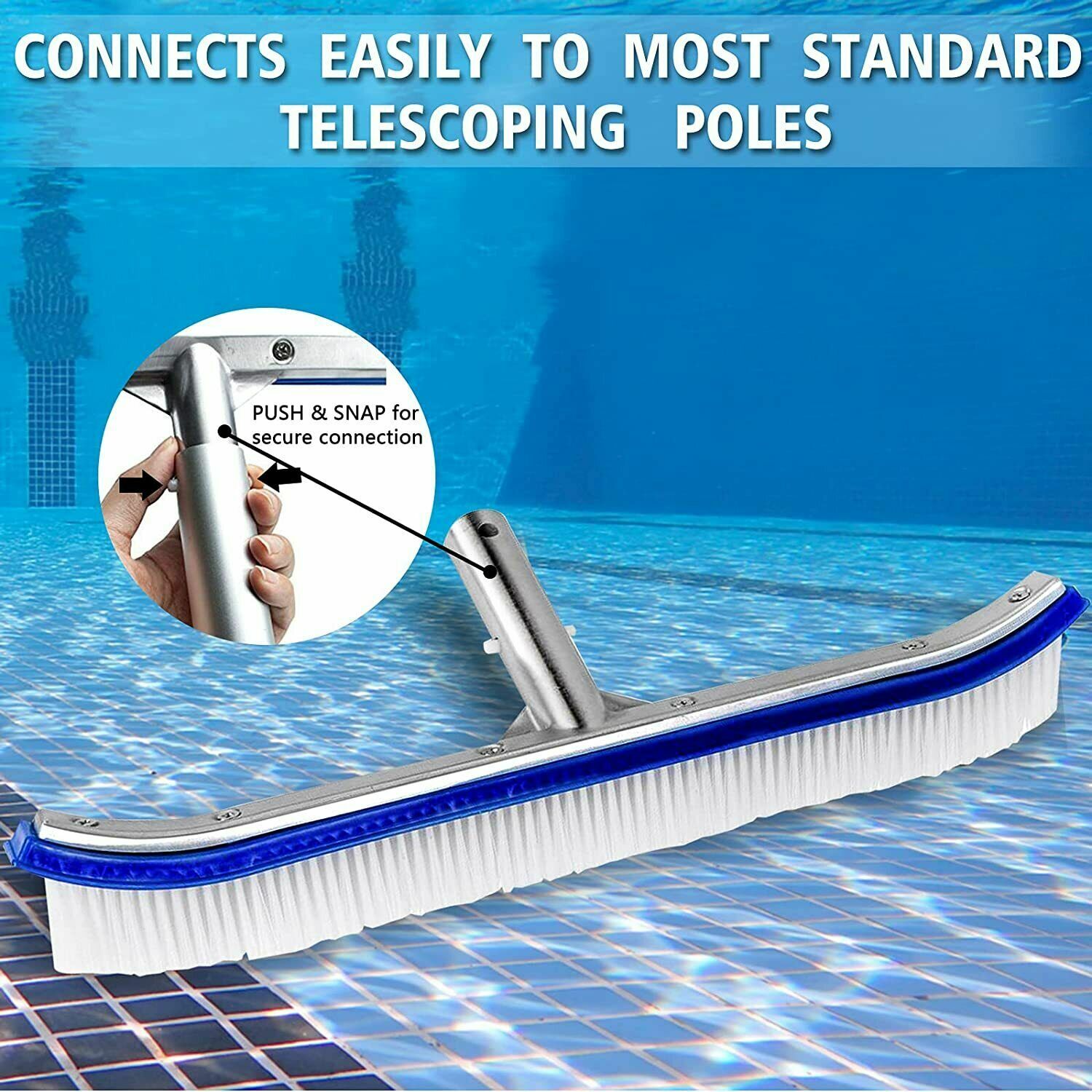 18&Prime; Aluminum Inground Swimming Pool Brush with Nylon Bristles
