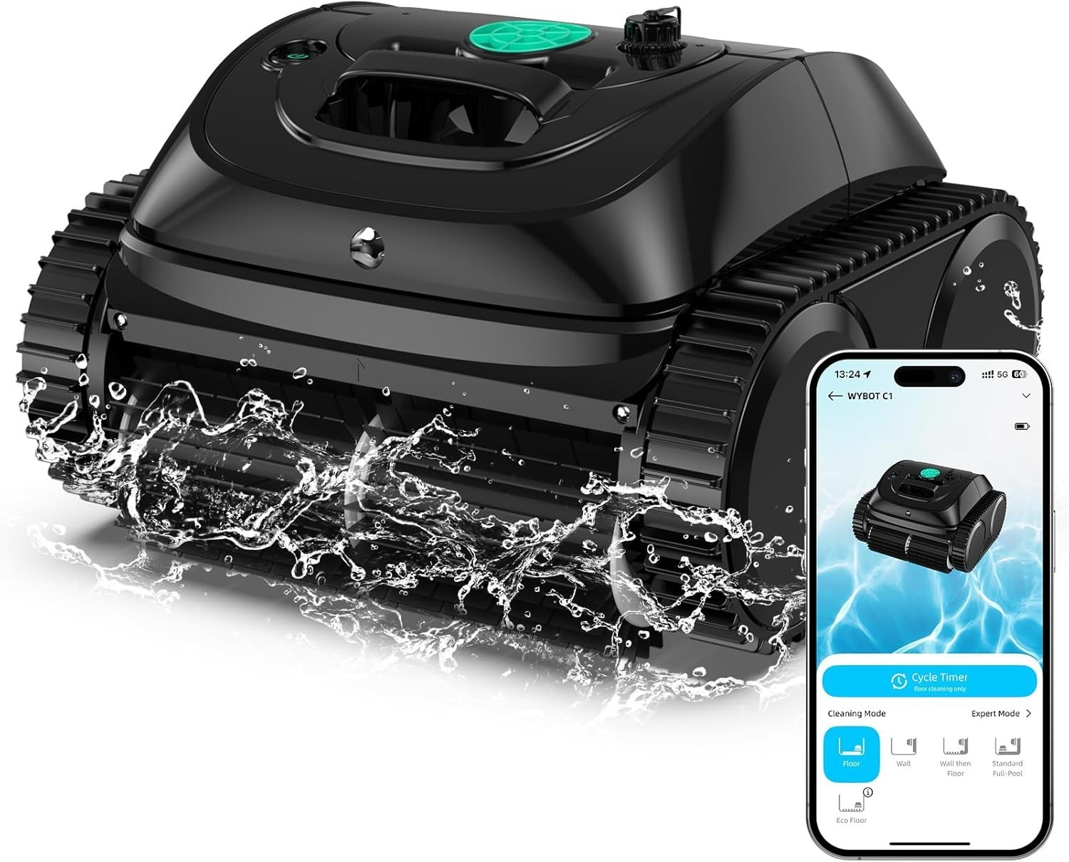 WYBOT C1 Cordless Pool Cleaner Wall Climbing Robotic Pool Robot In-Ground Pools