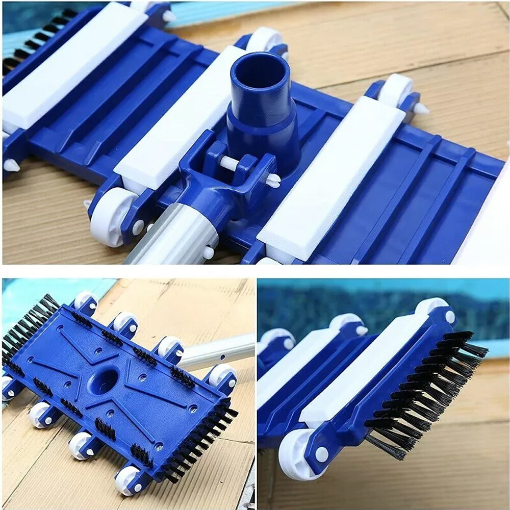 14&Prime; In-Ground Above-Ground Swimming Pool Vacuum Head Cleaner with Brushes Wheels