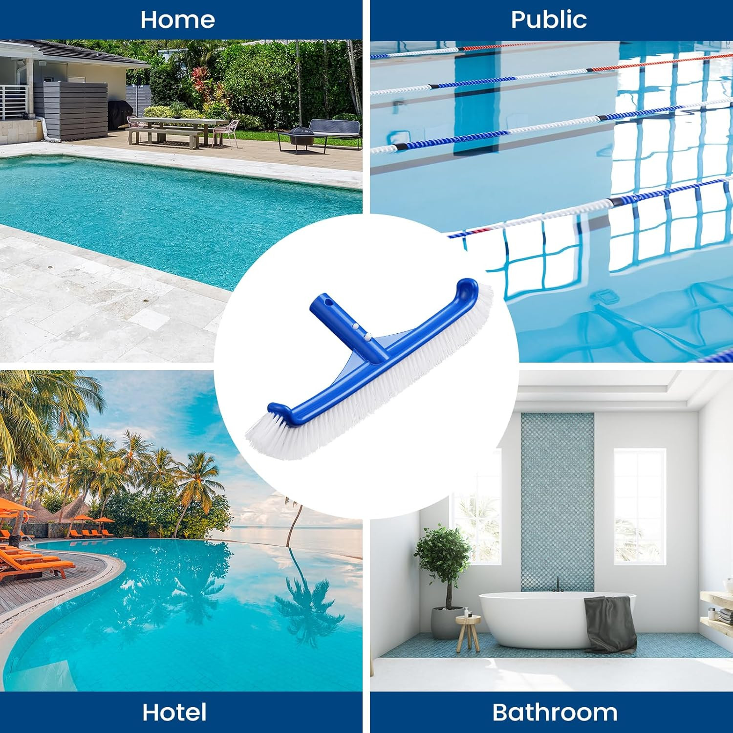 Pool Brush Head – 18&Prime; Pool Brush for Cleaning Pool Walls, Premium Swimming Pool