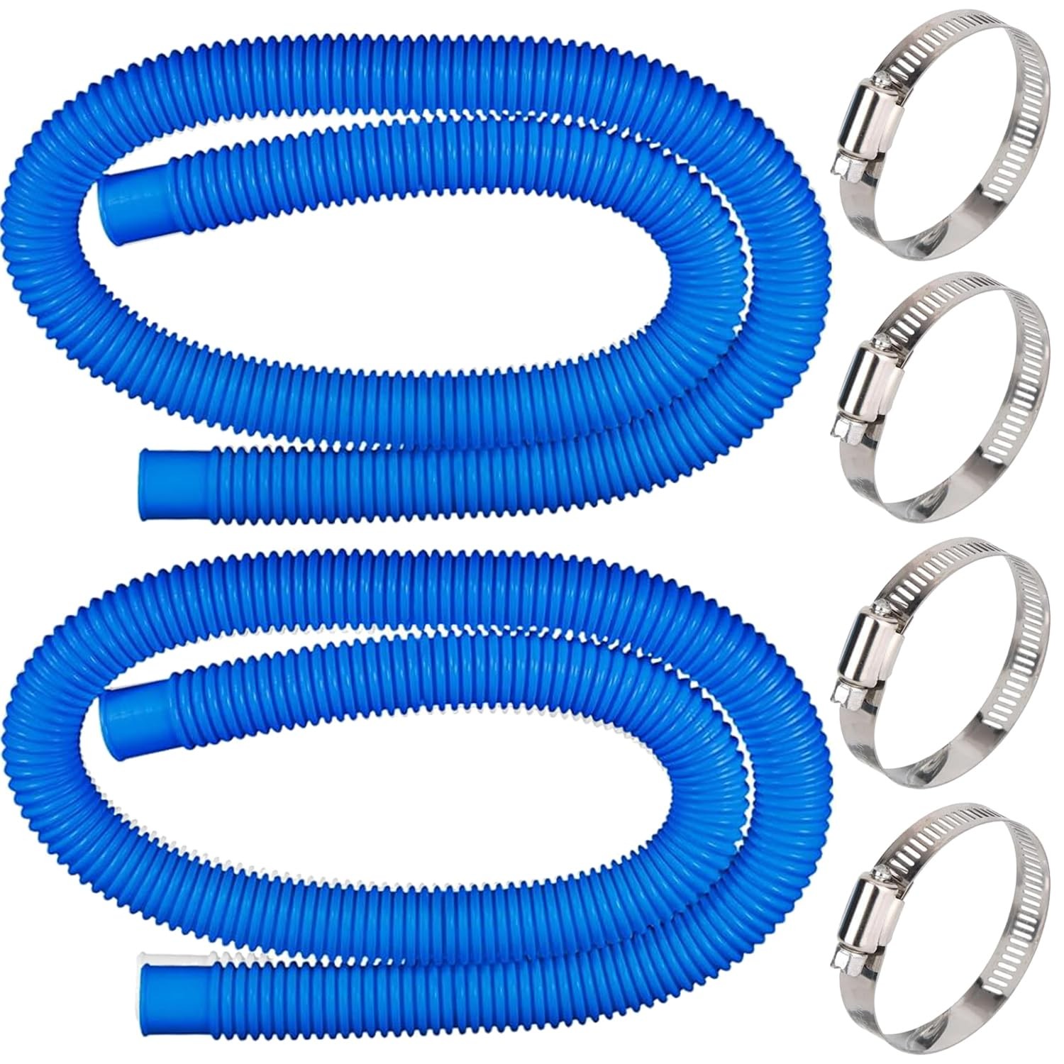 Qloby 2 Pack 1.25&Prime; x 59&Prime; Pool Hoses for Above Ground Pools, x 59&Prime;, Blue