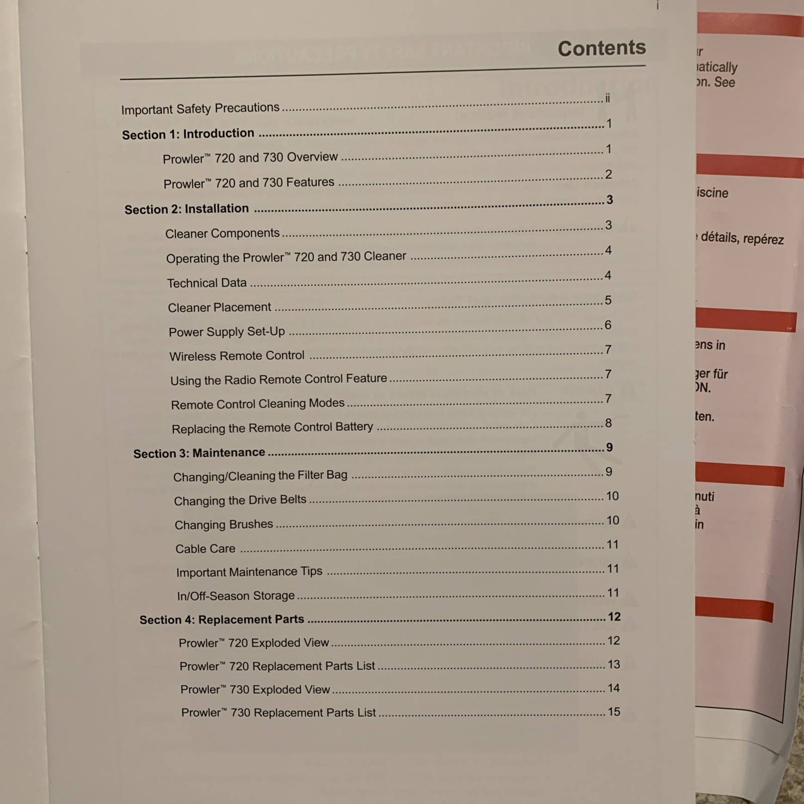 Pentair Prowler 720 & 730 Unground Pool Cleaner installation users guide